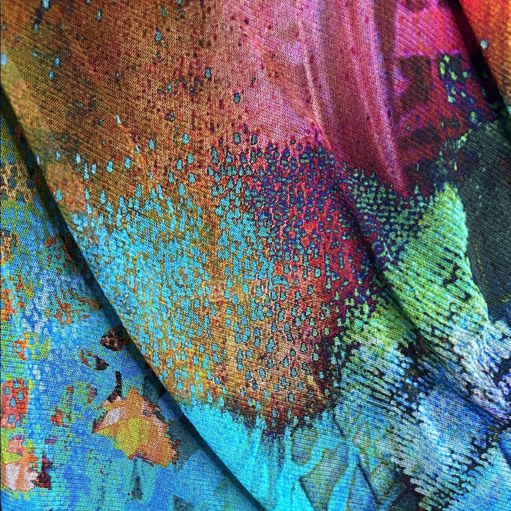 Colorful Abstract Wrap Blouse - Turquoise Multi - Picture 3 of 5